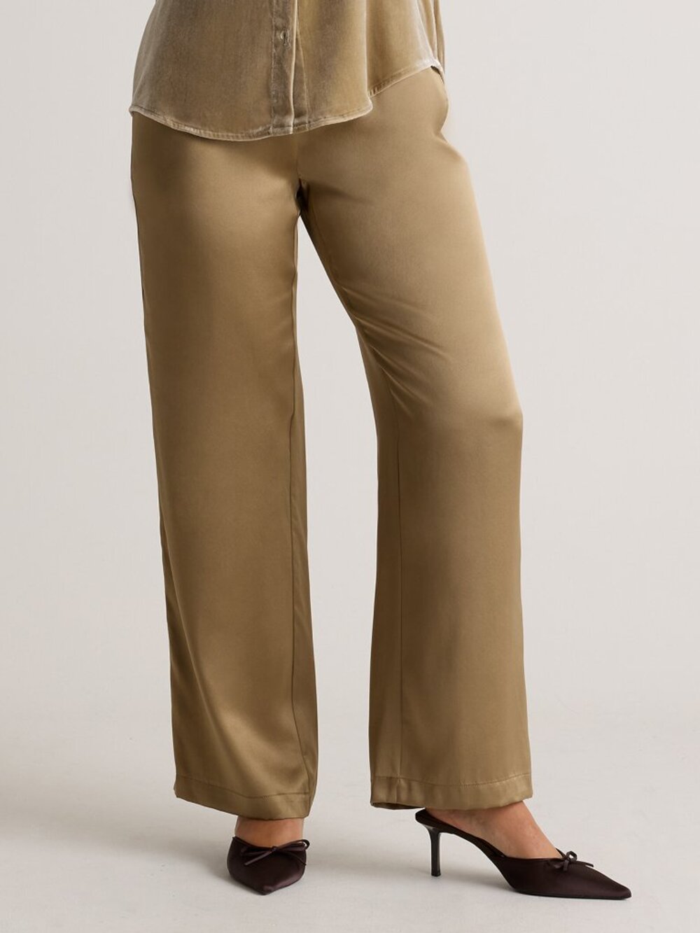 Quince 100% Washable Silk Drawstring Wide Leg Pants Dogwood M